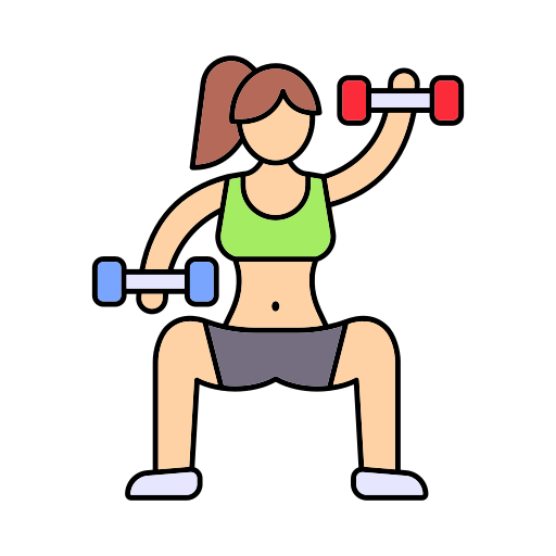 woman doing squats with dumbbells
