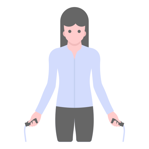 woman with grey pants jumping rope