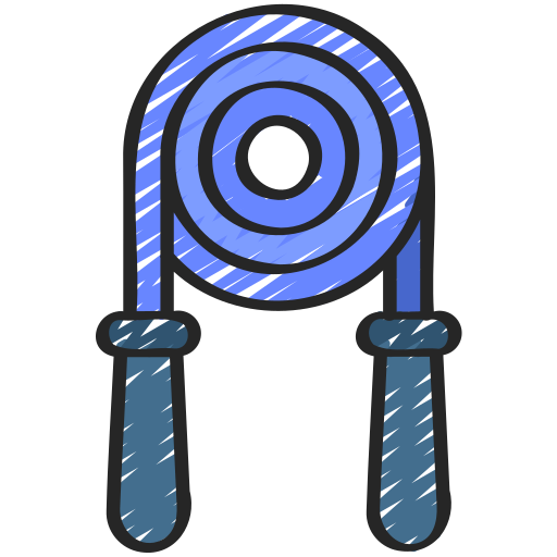 white and blue jump rope rolled-up