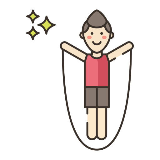 a happy man jumping rope with a long jump rope