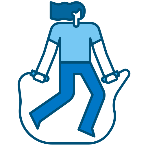 woman jumping rope with blue hair