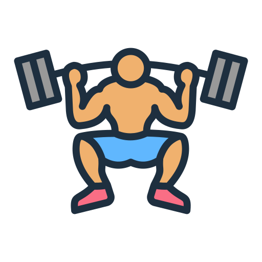 person squatting with weights